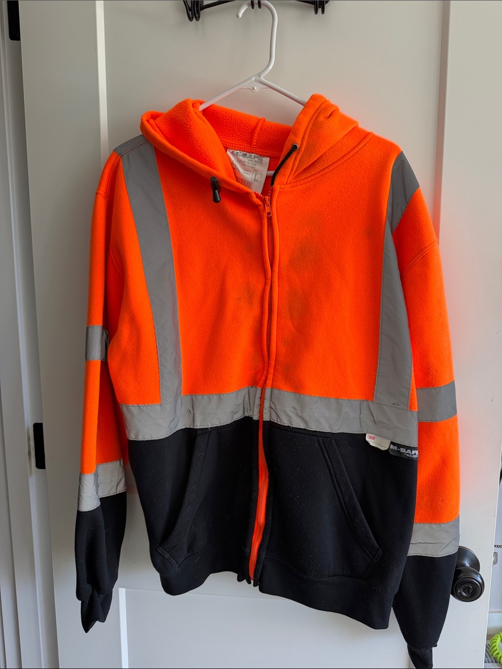 High-Visibility Orange & Black Reflective Zip Hoodie